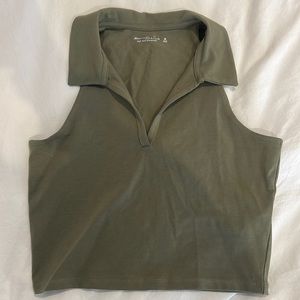 green collared tee